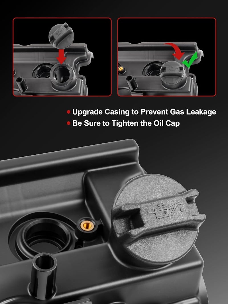 PYHAUTO Valve Covers Compatible with 2005-2015 Xterra Pair Left Right Engine, 2005-2019 Frontier, 2005-2012 Pathfinder, with Oil Filler Caps and Gaskets and Bolts Replace 13264-EA200 13264-EA210 - Image 3